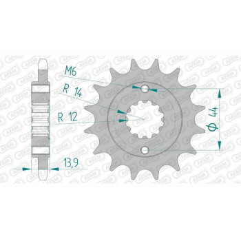 Pignon AFAM 16 dents pas 525 type 20606 Honda XRV 750 Africa Twin