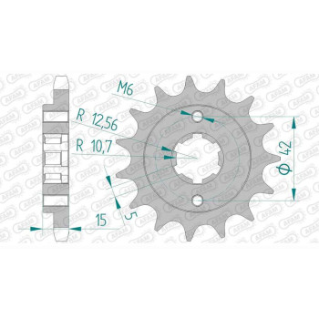Pignon AFAM 15 dents pas 530 type 52500 Ducati 500 Pantah