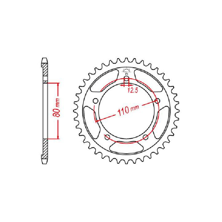 Couronne acier JT 45 dents pas 530 type 2010