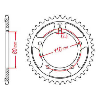 Couronne acier JT 45 dents pas 530 type 2010 Couronne acier JT 45 dents pas 530 type 2010
