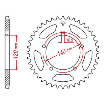 Couronne acier JT 45 dents pas 520 type 1793 Couronne acier JT 45 dents pas 520 type 1793
