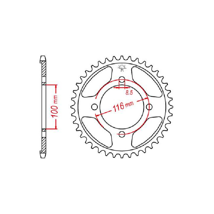 Couronne acier JT 50 dents pas 428 type 462