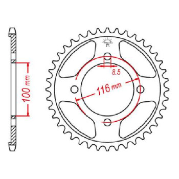 Couronne acier JT 50 dents pas 428 type 462