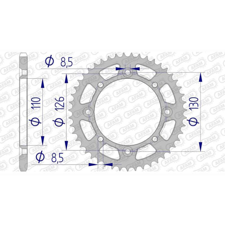 Alu crown AFAM 46 teeth not 420 type 17107 Kawasaki KX 65