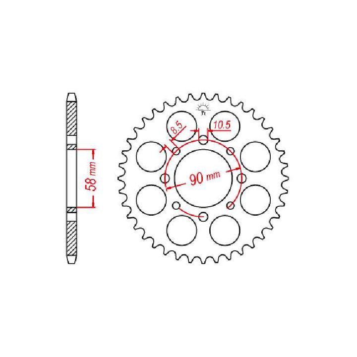 Couronne acier JT 44 dents pas 520 type 273