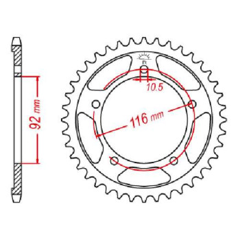 Couronne acier JT 42 dents pas 520 type 1493