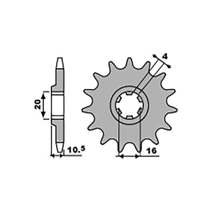 Pignon PBR 14 dents pas 428 type 799 Suzuki VL125