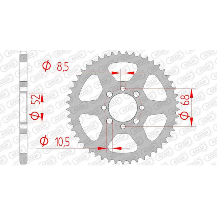 Couronne acier AFAM 38 dents pas 420 type 14100 Kawasaki AE 80 Couronne acier AFAM 38 dents pas 420 type 14100 Kawasaki AE 80