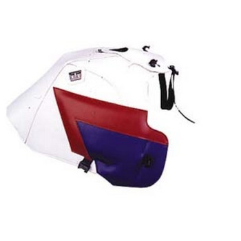 Tapis de réservoir Bagster blanc/pointes rouges et bleues (1172E) Honda Africa Twin XRV750 Tapis de réservoir Bagster blanc/pointes rouges et bleues (1172E) Honda Africa Twin XRV750