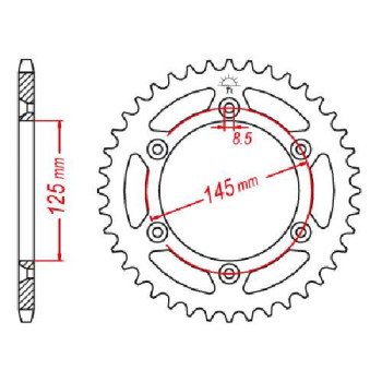 Couronne acier JT 44 dents pas 520 type 698