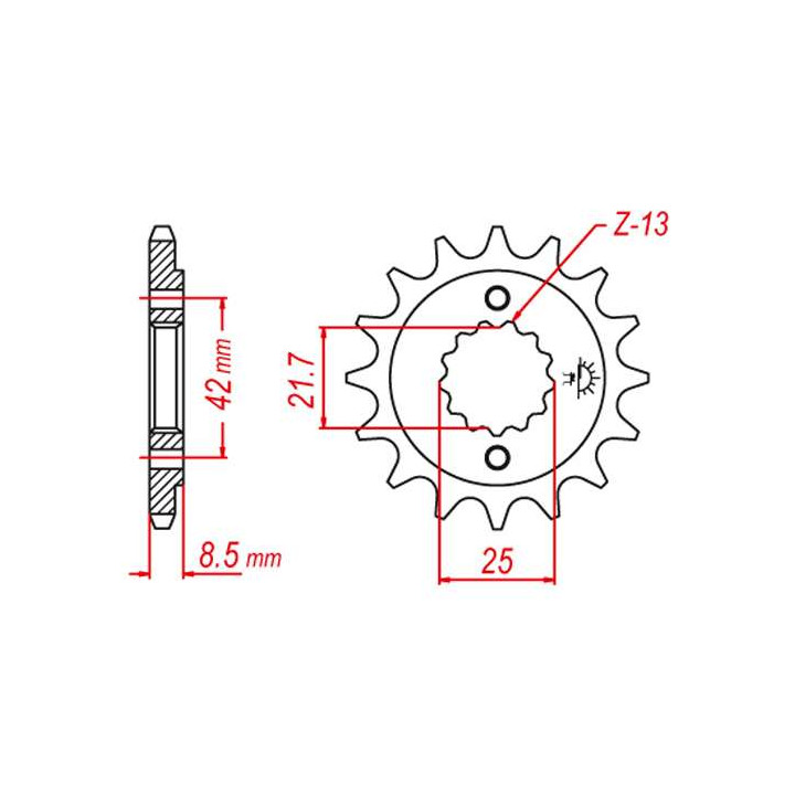 Pignon JT 17 dents pas 520 type 512 Kawasaki ER-5