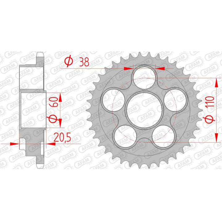 Steel crown AFAM 37 teeth not 520 type 50611 Ducati 748 Biposto