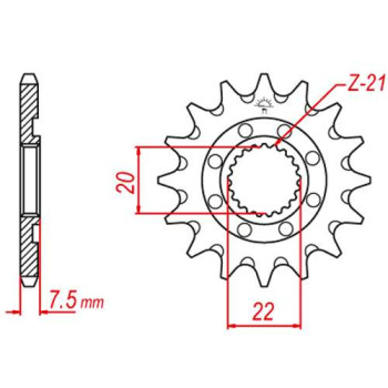 Pignon anti-boue JT 14 dents pas 520 type 1323SC Honda CR125R