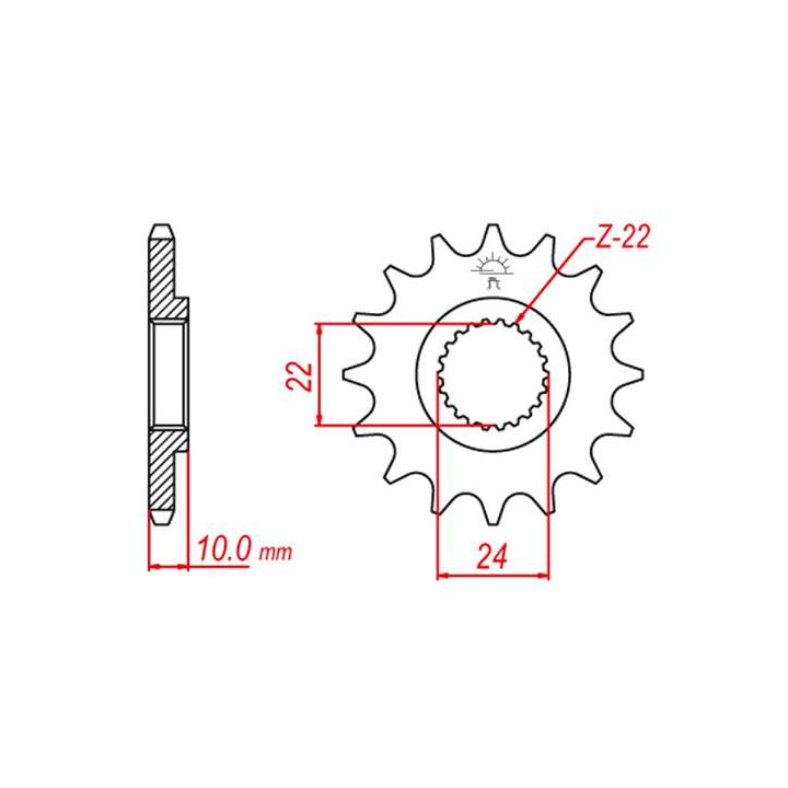Pignon JT 14 dents pas 520 type 402