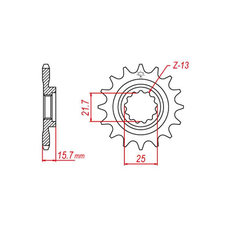 Pignon JT 15 dents pas 525 type 1535 Pignon JT 15 dents pas 525 type 1535
