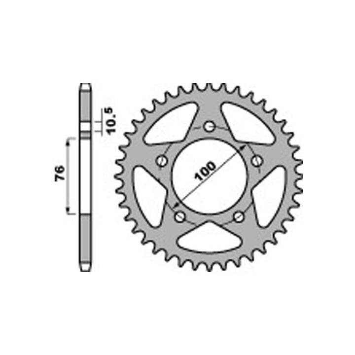 Couronne alu PBR 45 dents ultra-light pas 520 type 1031 Roue marchesini