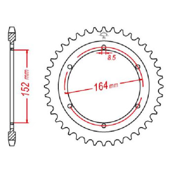 Couronne acier JT 42 dents pas 530 type 841