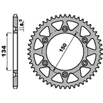 Couronne acier PBR 45 dents pas 520 type 489 Kawasaki KDX250E