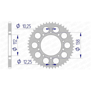 Couronne alu AFAM 46 dents pas 520 type 11509 Couronne alu AFAM 46 dents pas 520 type 11509