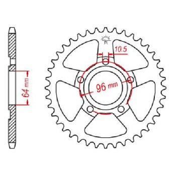 Couronne acier JT 53 dents pas 428 type 242
