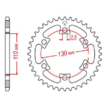 Couronne acier JT 40 dents pas 530 type 1420