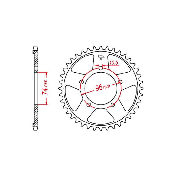Couronne acier JT 42 dents pas 525 type 1313