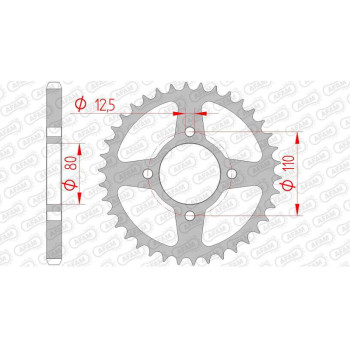 Couronne acier AFAM 38 dents pas 630 type 10604 Honda CB 750 F2 Couronne acier AFAM 38 dents pas 630 type 10604 Honda CB 750 F2