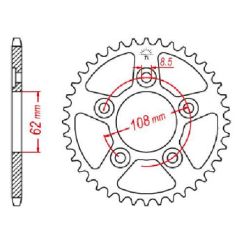 Couronne acier JT 43 dents pas 520 type 701