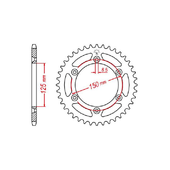 Couronne acier JT 48 dents pas 520 type 897