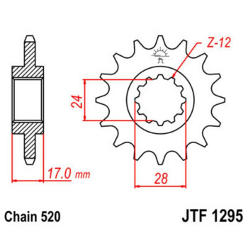Pignon JT 14 dents pas 520 type 1295