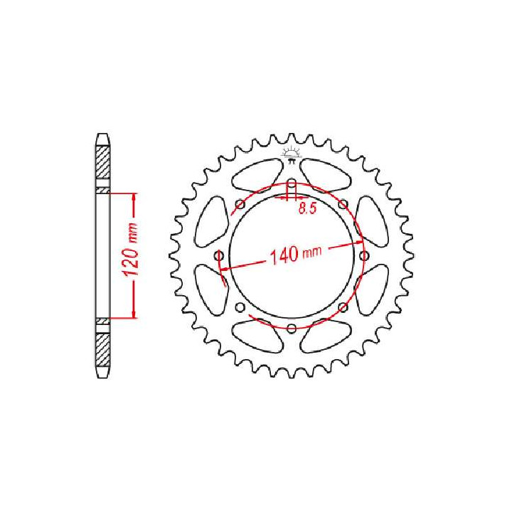 Couronne acier JT 46 dents pas 520 type 487