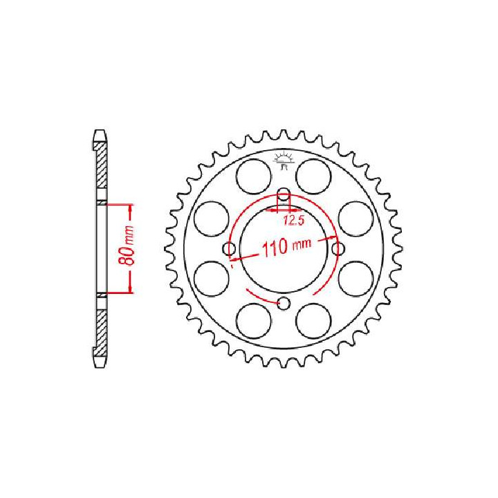 Couronne acier JT 48 dents pas 530 type 284