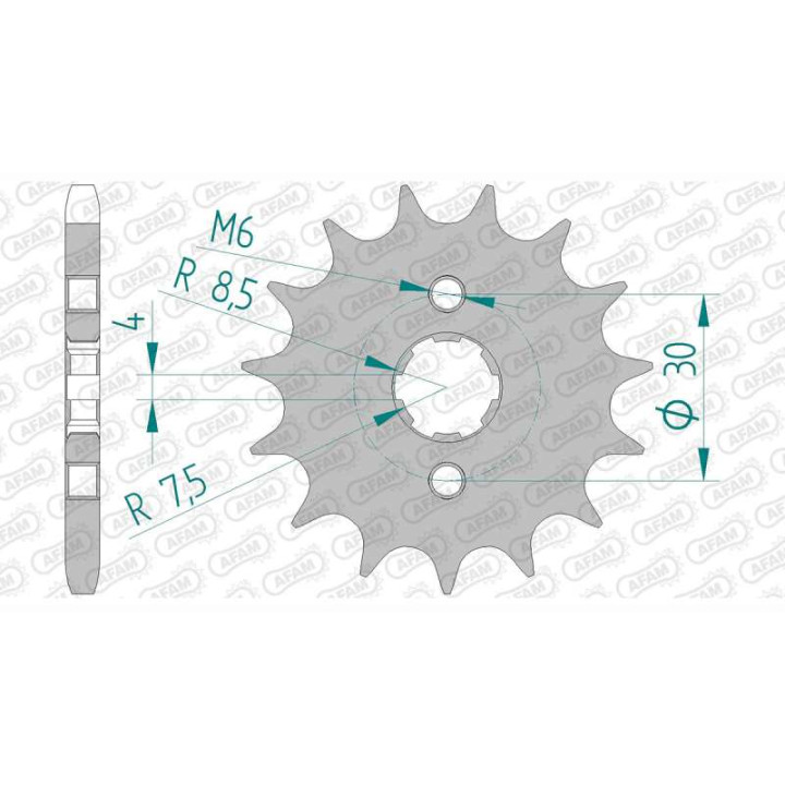 Pignon AFAM 14 dents pas 428 type 20107 Honda CRF 100 F