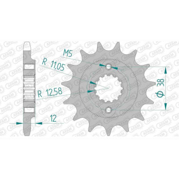 Pignon AFAM 15 dents pas 525 type 46604 Cagiva 900 ie Canyon