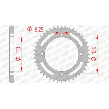 Couronne acier AFAM 44 dents pas 428 type 16209 Kawasaki KLX 125 Couronne acier AFAM 44 dents pas 428 type 16209 Kawasaki KLX 125