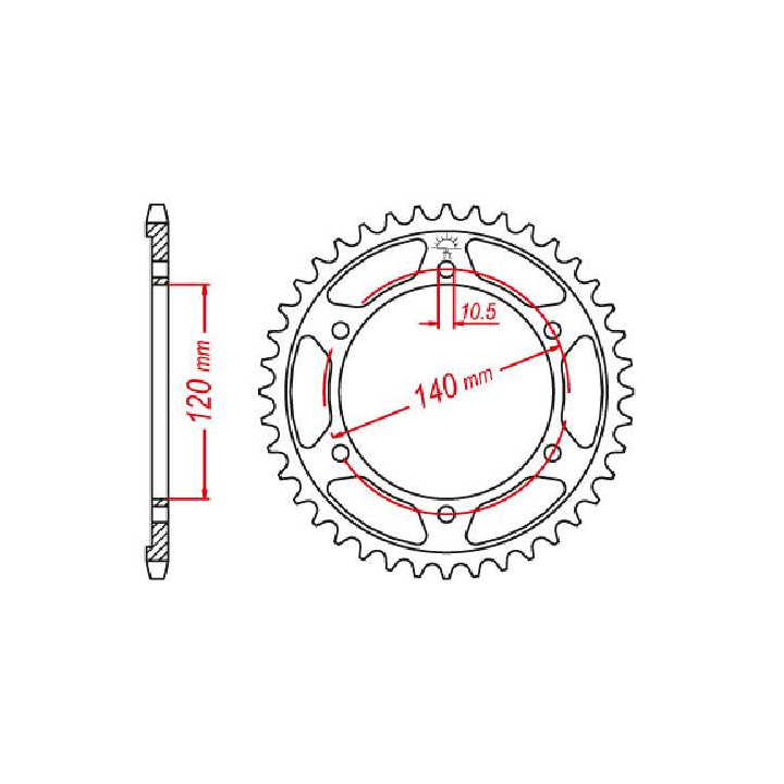 Couronne acier JT 45 dents pas 530 type 499 Couronne acier JT 45 dents pas 530 type 499