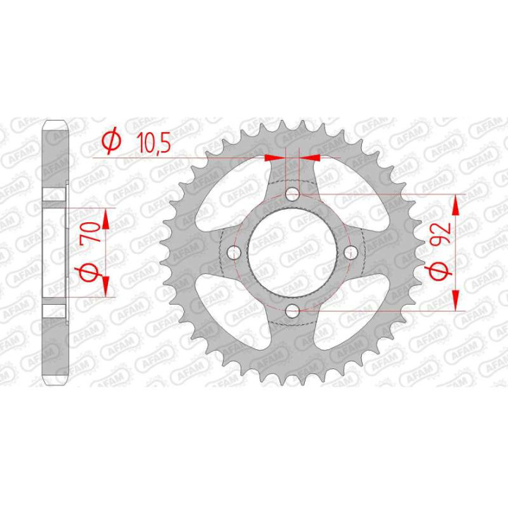Couronne acier AFAM 45 dents pas 530 type 16400 Kawasaki Z 250