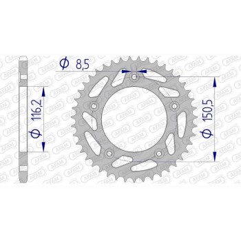 Crown alu AFAM 44 teeth not 520 type 36306 Aprilia RS 250