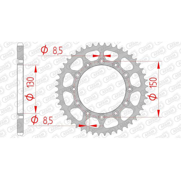 Couronne acier AFAM 45 dents pas 520 type 12323 Honda XR 200 R