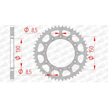 Couronne acier AFAM 45 dents pas 520 type 12323 Honda XR 200 R