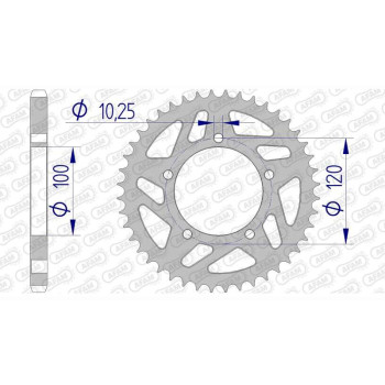 Couronne alu AFAM 43 dents pas 525 type 36800 Aprilia RSV 1000