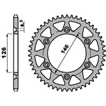 Couronne alu PBR 48 dents ultra-light pas 520 type 808 Suzuki RM-Z250