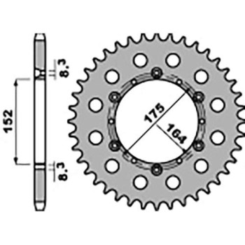 Couronne acier PBR 48 dents pas 520 type 856 Yamaha YZ/YZF