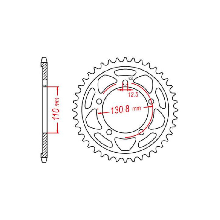 Couronne acier JT 45 dents pas 525 type 7 Couronne acier JT 45 dents pas 525 type 7