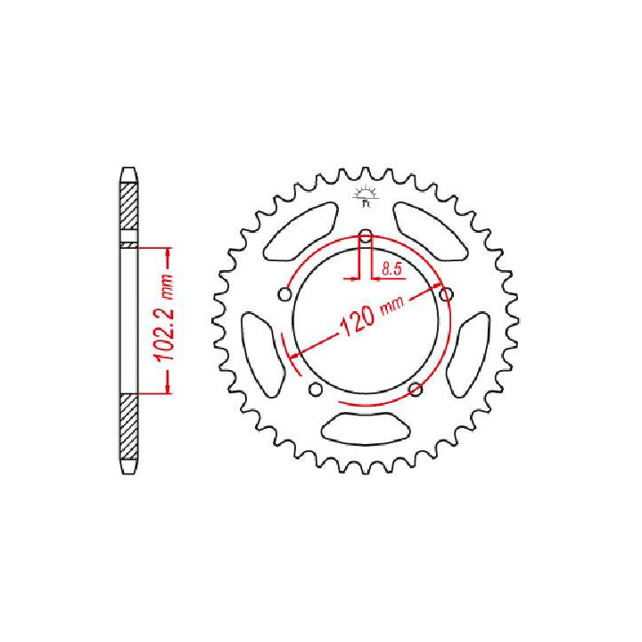Couronne acier JT 47 dents pas 420 type 23