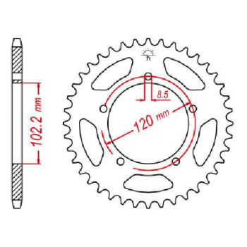 Couronne acier JT 47 dents pas 420 type 23