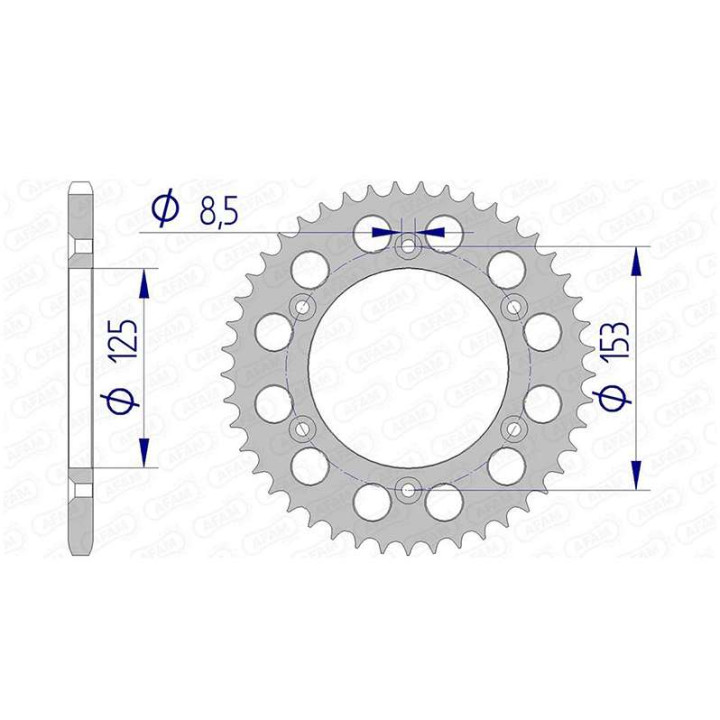 Couronne alu AFAM 45 dents pas 520 type 11212 HM-Honda CRE 125 R Enduro
