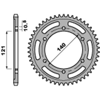 Couronne acier PBR 45 dents pas 525 type 4433 Cagiva 650 Raptor Couronne acier PBR 45 dents pas 525 type 4433 Cagiva 650 Raptor