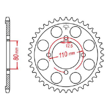 Couronne acier JT 39 dents pas 530 type 284