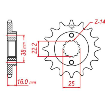 Pignon JT 14 dents pas 520 type 736